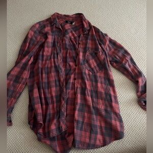 BDG Red and Black Plaid Button Down Shirt